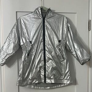Silver Metallic Windbreaker Jacket